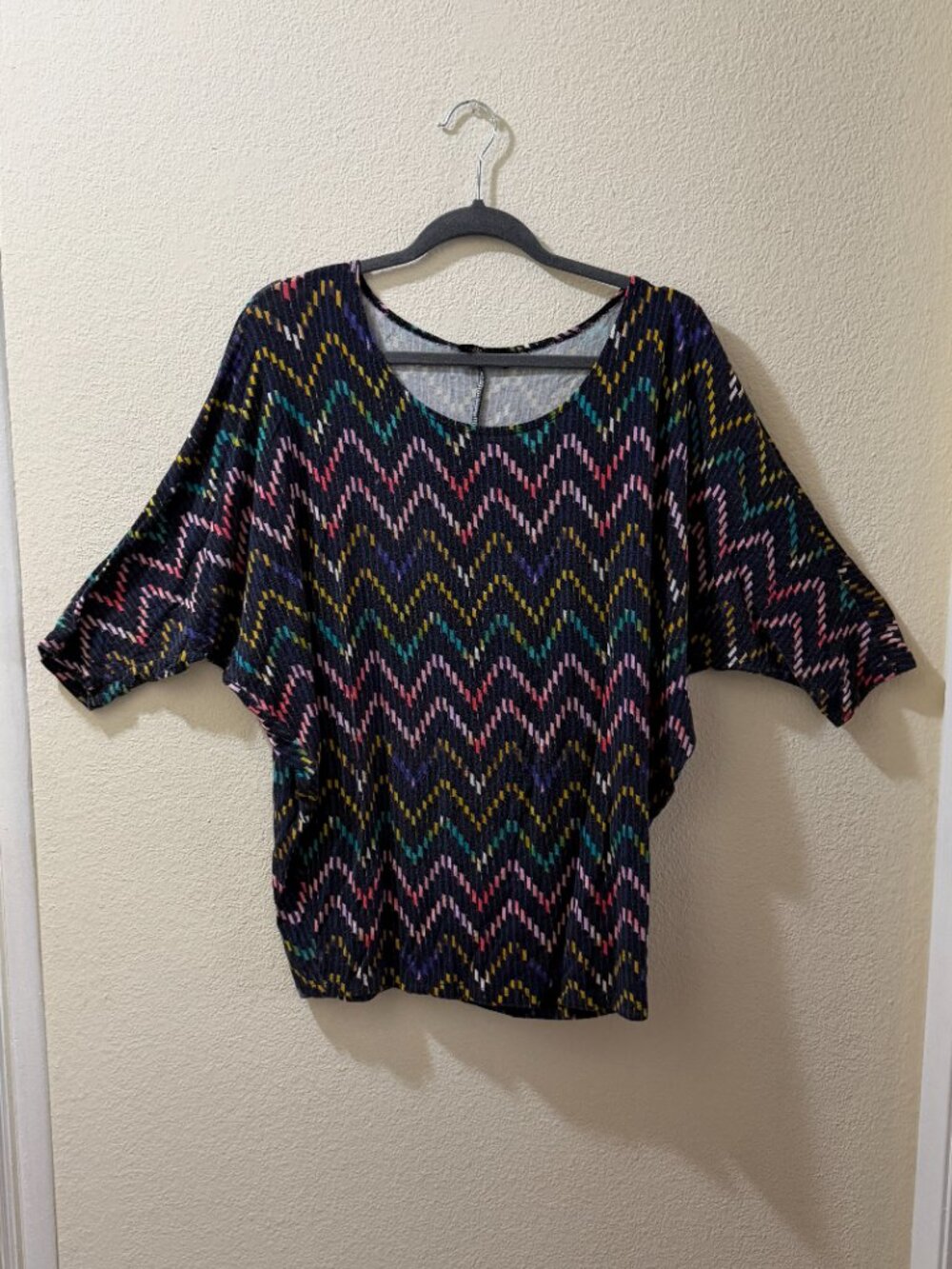 Multicolor Chevron Print Dolman Top